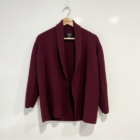 Eileen Fisher Chunky Knit Ribbed Wool Cardigan Sweater - Picture 1 of 8